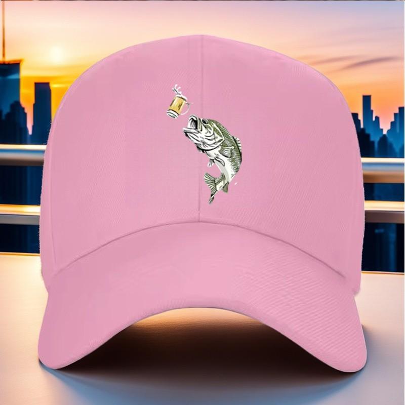 Fish Jumping For Beer Adjustable Baseball Cap Outdoor Casual Unisex Snapback Hat