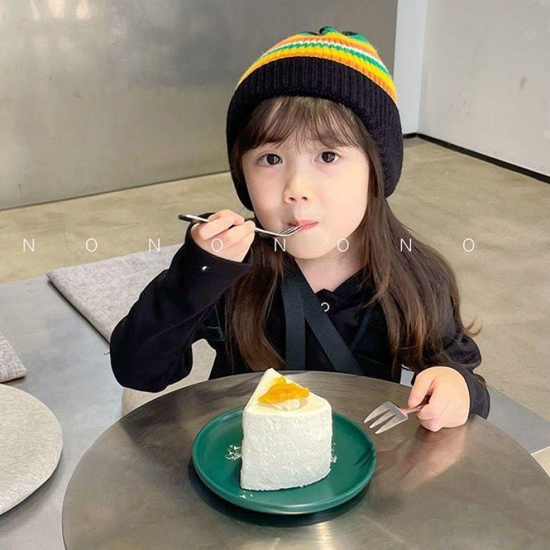 Children's Hats Autumn and Winter Knitted Hats Girls Pullover Hats Colored Wool Hats Boys and Babies Warm Ear Hats Tide