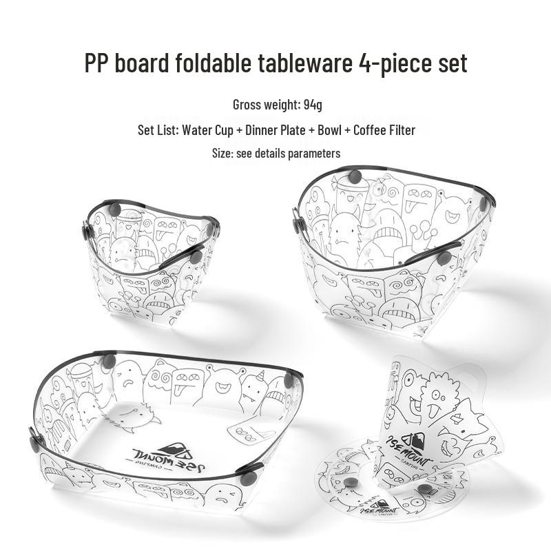 Portable Multi-Purpose Cutlery Set with Folding Bowl, Plate, Coffee Filter, Funnel, and Water Cup