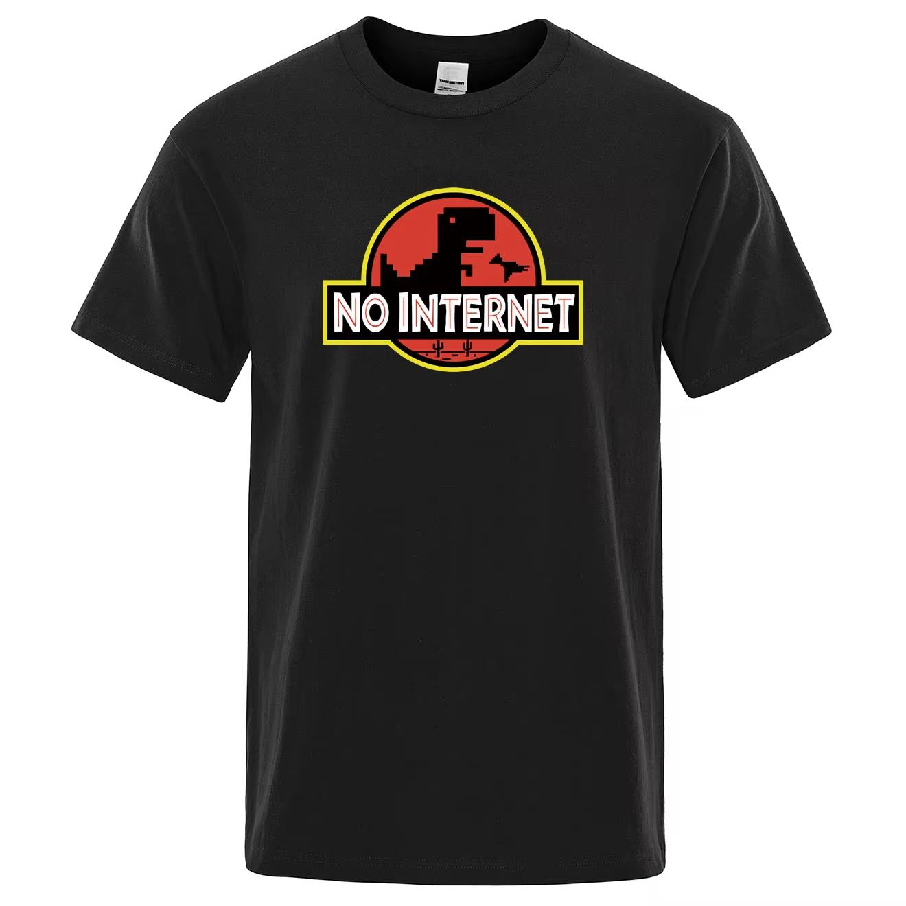 2026 new Cartoon Dinosaur tee shirt Printed No internet Unisex dino tshirt funny Harajuku Tops Jurassic offline park Unisexs tshirt M