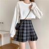 Women's High-Waist Retro Plaid A-Line Pleated Skirt for Spring, Summer, Autumn – Anti-Exposure Short Korean Style