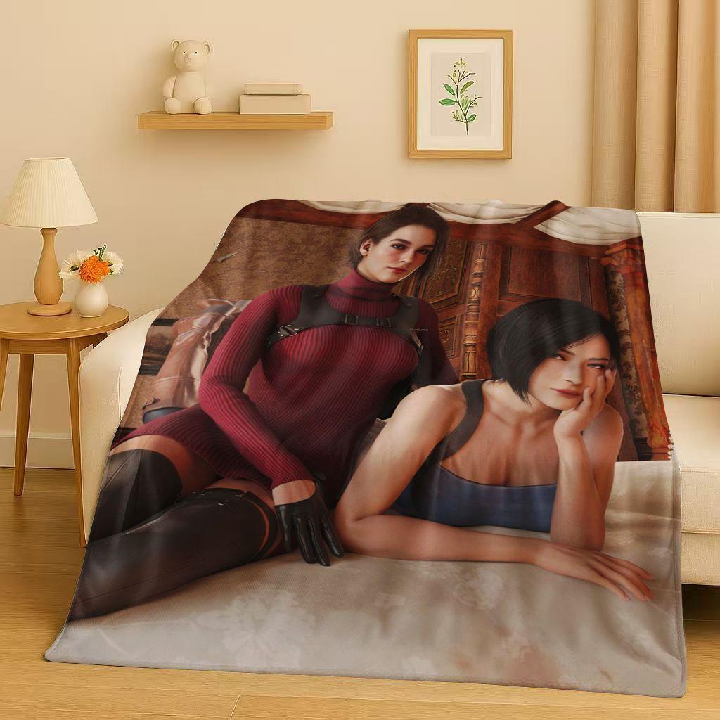 Leon R-Resident Evil Game Cartoon Gamer Flannel Blanket,Ultra Soft Warm Plush Throw for Home Bedroom Bed Sofa Cover Picnic Kids