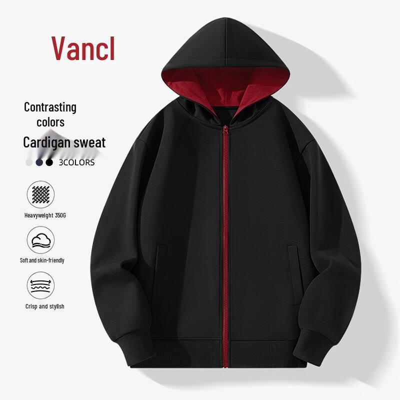 VANCL Men s American Style Heavyweight Colorblock Cardigan Hoodie 2XL