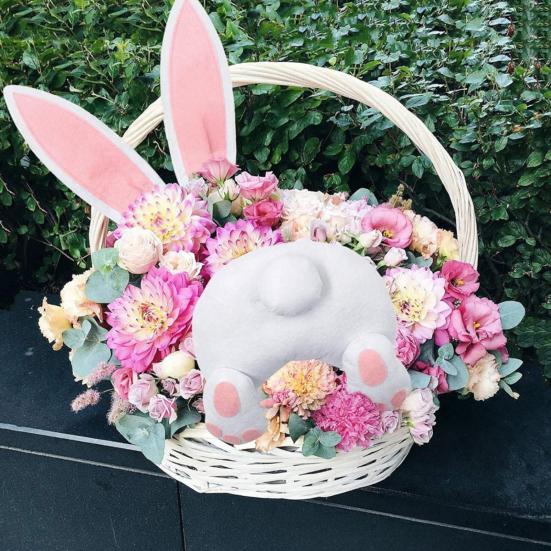 Easter Bunny Ear Butt Decoration Outdoor Yard Lawn Patio Pathway Spring Rabbit Ears Butt Garden Stake Ornament