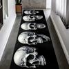 Gothic Skull Runner Rug, Dark Horror-Themed Long Hallway Carpet, Black Aesthetic Skeleton Skull Floor Mat for Bedroom or Studio