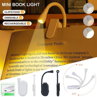 Book Light Reading Light Portable LED Book Lights USB Rechargeable Eye Protection Night Light Mini 360°Clip-On Desk Reading Lamp