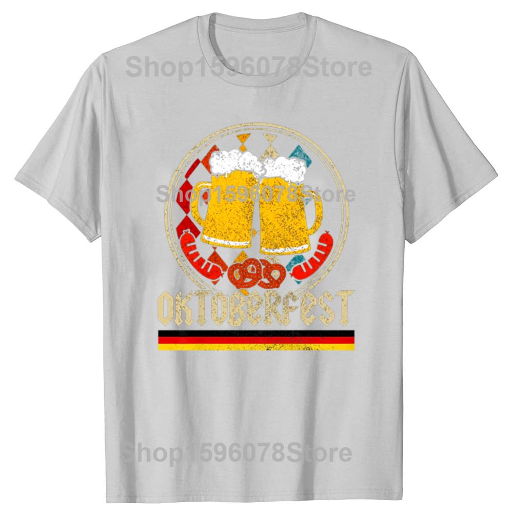 Oktoberfest Vintage Retro German Flag Munich Bavarian O-Neck Cotton T Shirt Men Women Casual Short Sleeve Tee Shirt