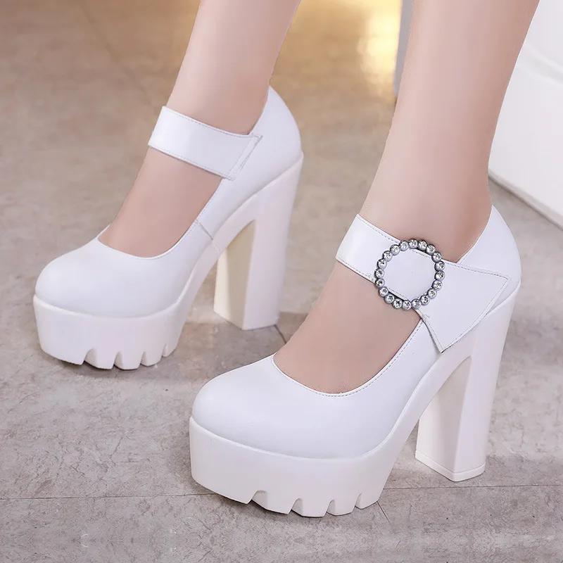 Fashion Pumps Women Single Shoes 13cm High Heels Female Thick with Waterproof Platform Autumn Sexy Super High Heel Black Women's Shoes