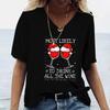 Weihnachts- Weinglas Muster Druck Damen V-Ausschnitt T-Shirts Lässiger Kurzarm Pullover T-Shirt Mode Oberteile Damen T-Shirts Kleidung