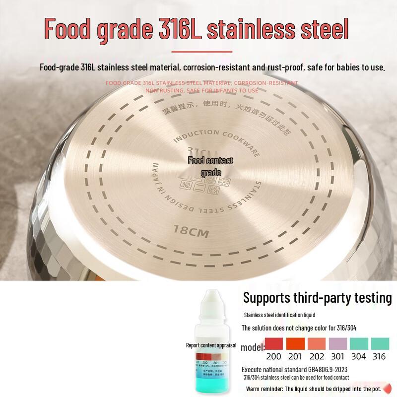 18cm 316 Stainless Steel Yukihira Pot with Steamer