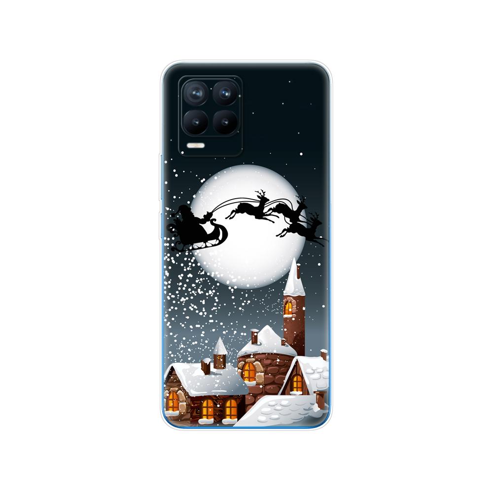 Für Realme 8 Hülle 6,4 Zoll Rückseitige Telefonabdeckung Für Realme 8 Pro OPPO Realme8 4G RMX3085 Stoßstange Winter Weihnachten Schnee Baum Neujahr