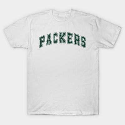 Men Black Print T-shirt Vintage Green Bay Packers No-Cut Transfer Paper Print Cotton Tshirt