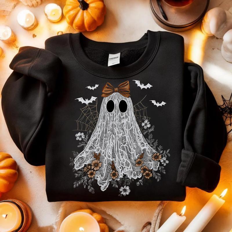 Vintage Lace Ghost Halloween Sweatshirt