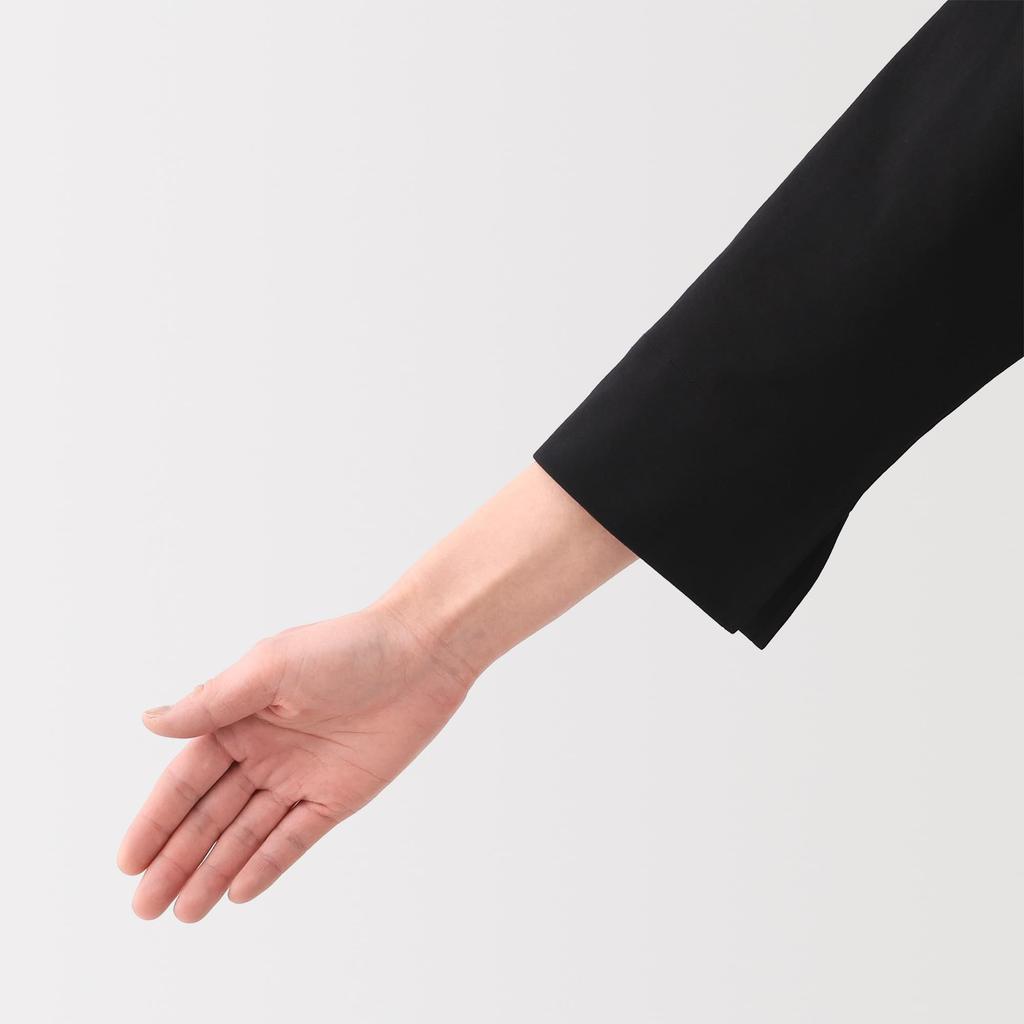 MUJI Women's Double-Knit 3/4 Sleeve Dress, Black, Size S, BB2RZA5S