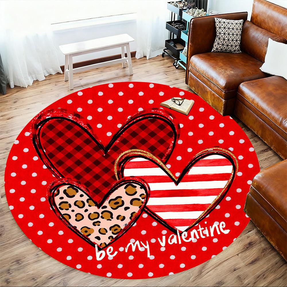 1pc Valentine's Day Heart Round Chair mat office Area Rug - Non-Slip, Floor Mat for Office, Bedroom, Ideal home decor gift c0112124