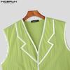 INCERUN Men Outfits Stitching Sleeveless Waistcoat Long Pants Loose Sets