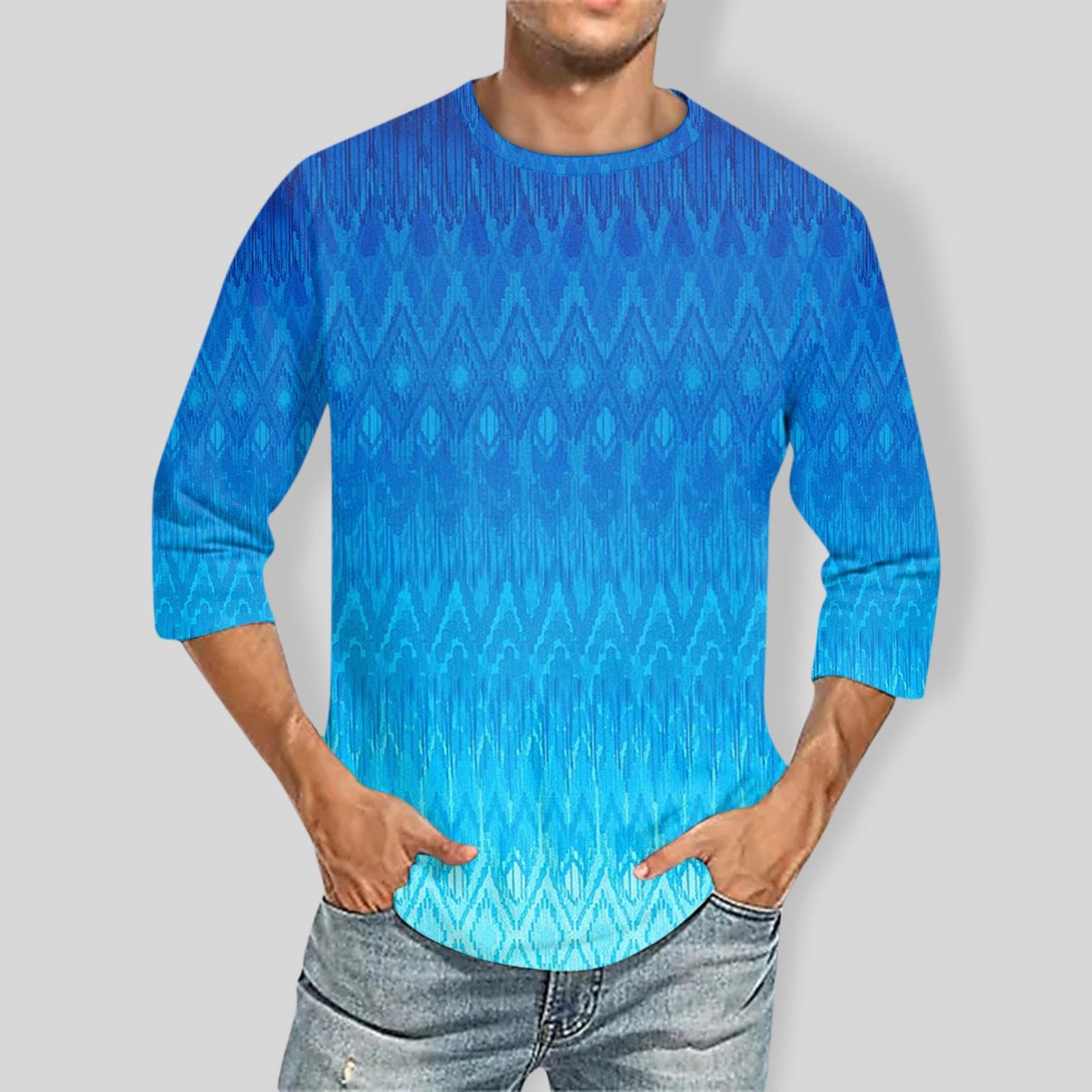 

Мужская повседневная модная футболка с круглым вырезом и рукавом три четверти XXL