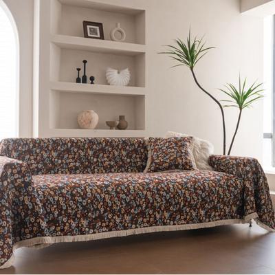 Sofa Towel Anti-cat Scratch Jacquard Thickened Floral Jujube Red Tassel Thick Sofa Blanket
