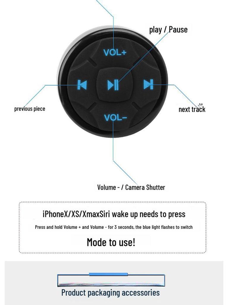 Universal Bluetooth Steering Wheel Control: Multi-Function Wireless Button for Volume Adjustment