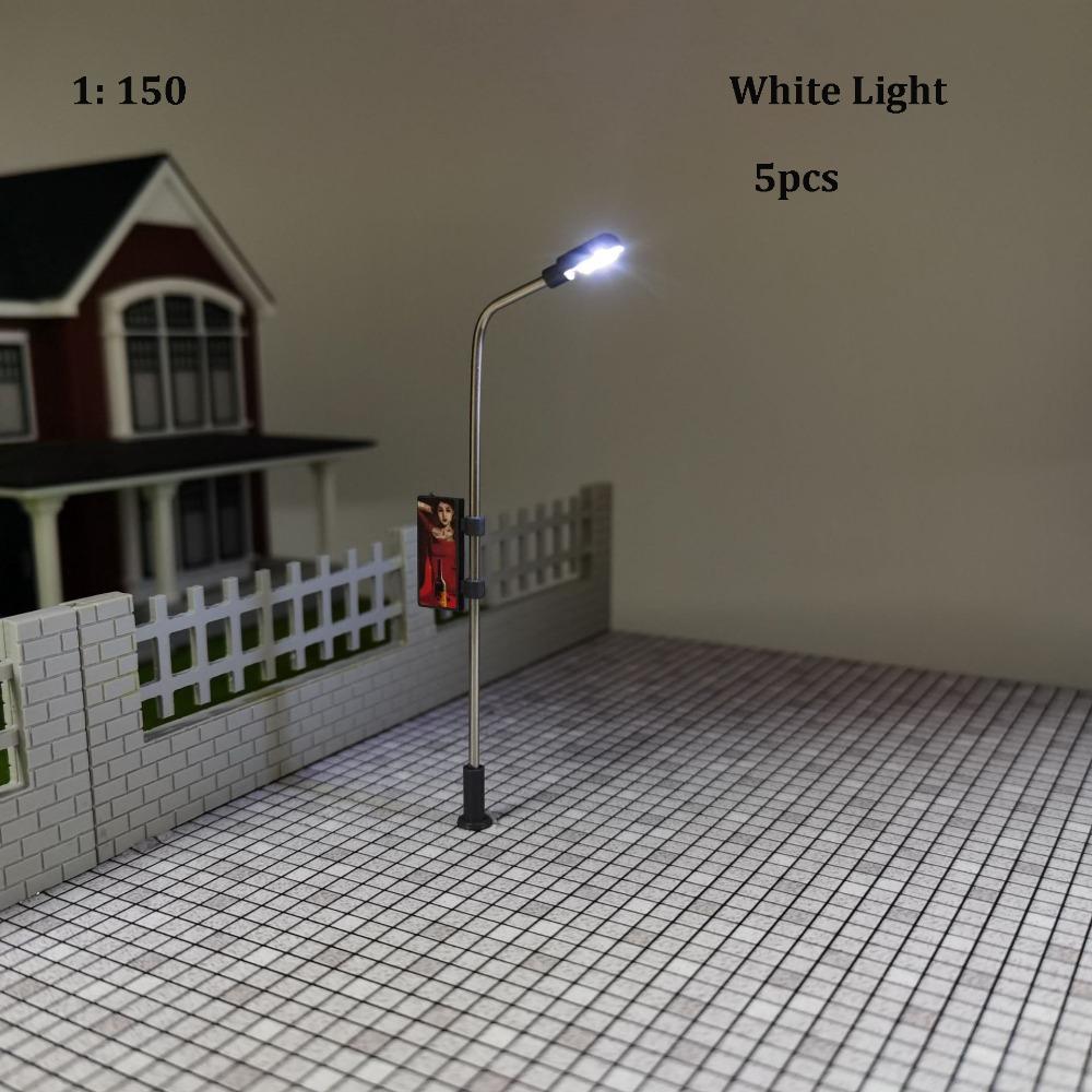 5pcs 1:100/150/200 Miniature Street Lamp Model Stainless Steel Model Making Led Light