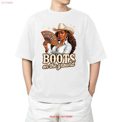 Boots On Ground Juneteenth Cowgirl Western Rodeo Black Women Adult S 4XL T Shirt Vintage Washed Soft Streetwear Versatile