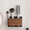 Walnut Bathroom Storage Rack Black/White Wall-mounted Makeup Brush Storage Box Toilet Wash Gargle Comb Shelf Razor Rack