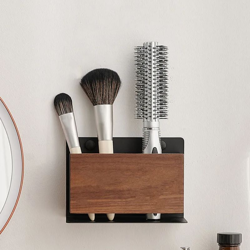 Walnut Bathroom Storage Rack Black/White Wall-mounted Makeup Brush Storage Box Toilet Wash Gargle Comb Shelf Razor Rack