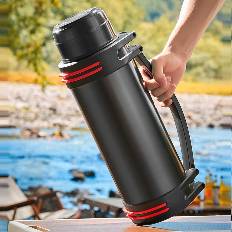 4000ML Black Stainless Steel Thermos Bottle High-capacity Outdoors Motion Mountain Climbing Water Bottle Home Thermos Cup