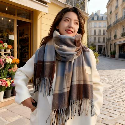 2025 New Thick Warm Winter Scarf Design Print Women Shawl Lady Wrap Tassel Scarves Knitted Men Foulard Blanket  200*50CM