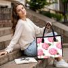 Pink Hydrangea Printed Canvas Tote Bag Casual Large Capacity Handbag for Daily Shopping