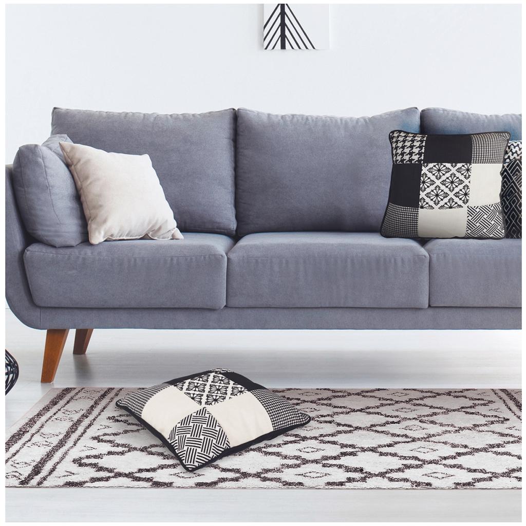 Les Trésors De Lily [A0876] - Designerkissen 'Patchwork' schwarz-weiß - 40 cm