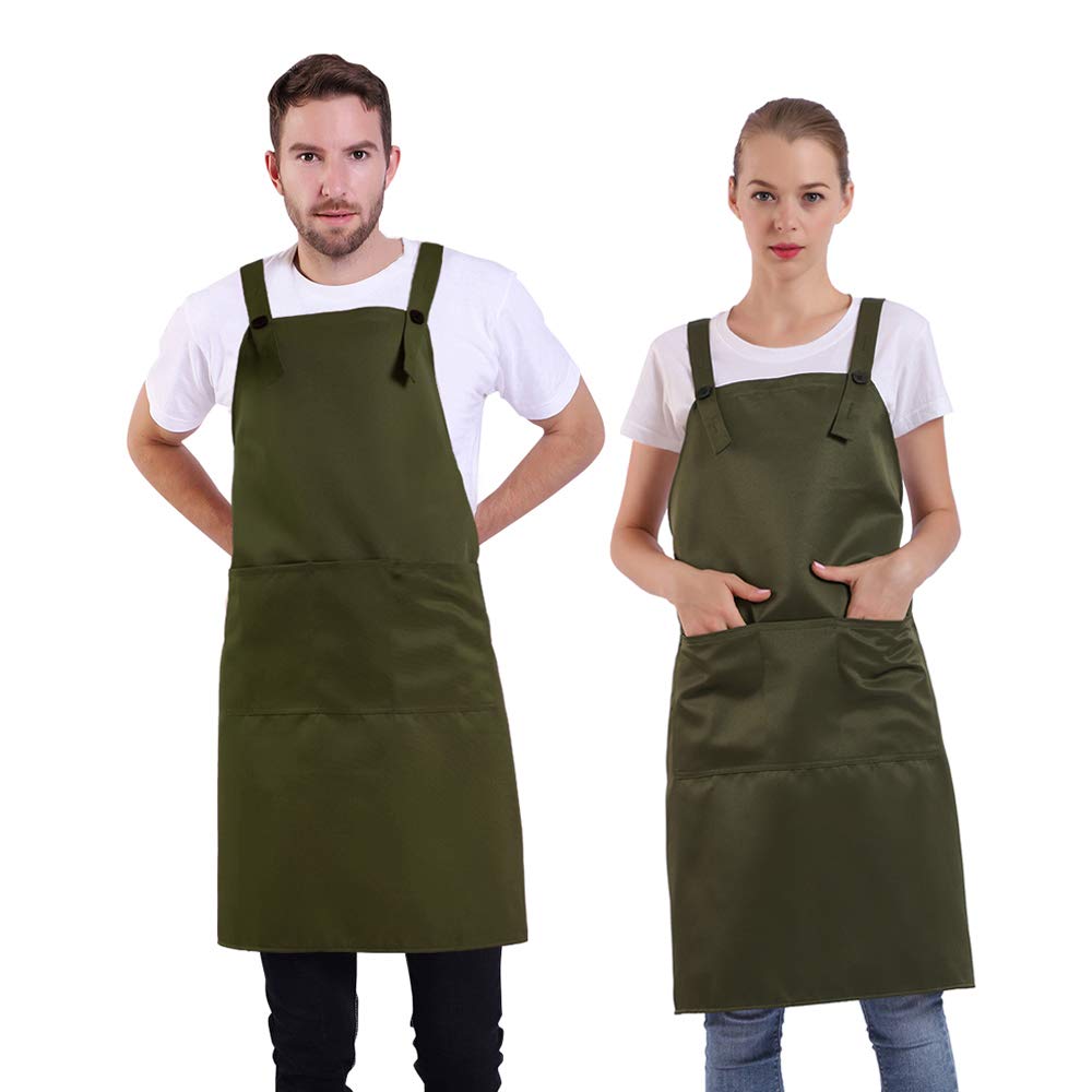 [BIGHAS] Shoulder-Strap H-Shaped Apron, Simple, Solid Color, Large Size, Cafe Apron, Suitable for Nursery Teachers, Commercial Use, Home Use, Work,