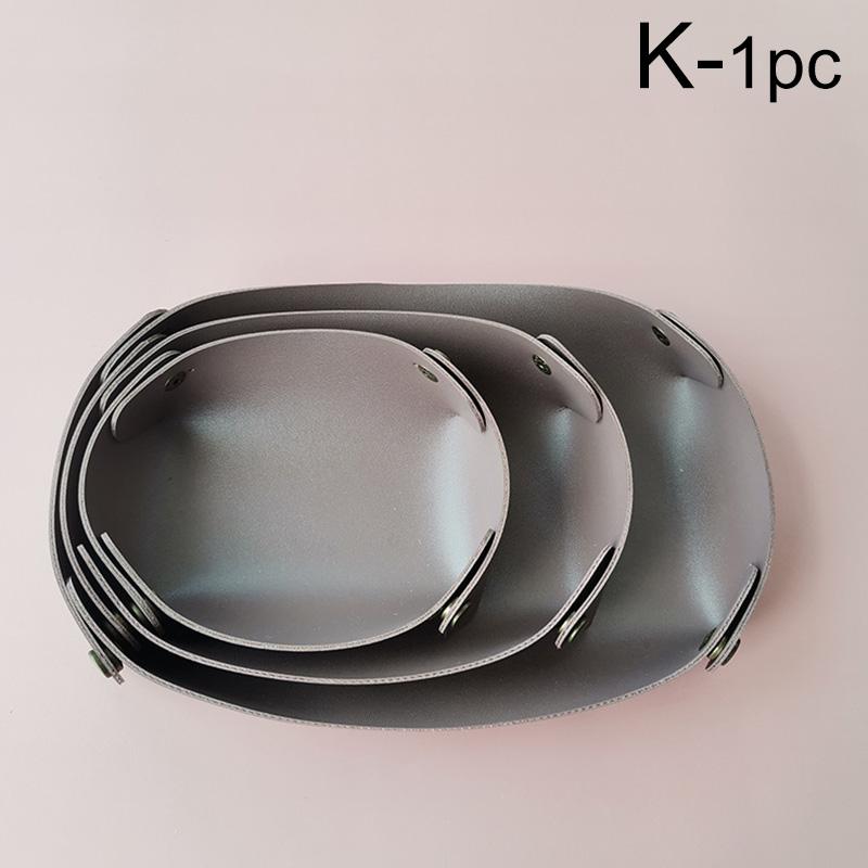 1 ცალი PU ტყავის გასაღები საფულის ფირფიტა ოვალური ფორმის შესანახი ყუთი დესკტოპის ორგანიზატორი სახლის დეკორაცია