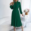 Women's Fashionable Casual Loose-Fit Tie-Waist Bell-Sleeve Pleated Dress