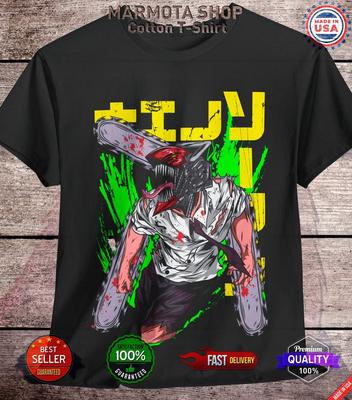 Denji Chainsaw Man Maglietta Anime T-Shirt Manga Otaku Makima Unisex Tutte le Taglie