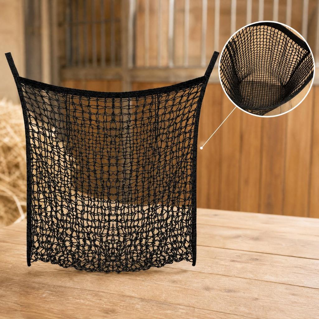 Knotted Mesh Hay Net with Hanging Straps Lightweight Forage Feeder for