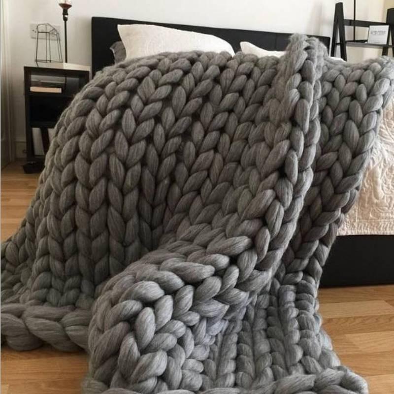 Bearaby Weaving Ultra Coarse Blanket With Solid Color Design For Household Daily