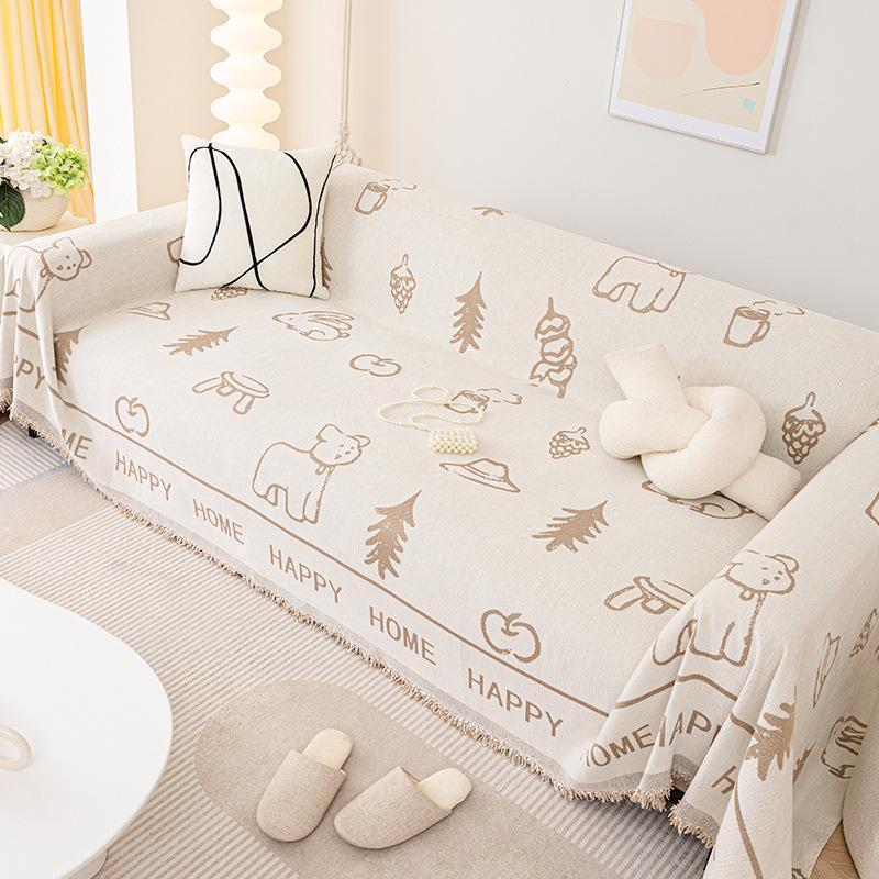 Chenille Sofa Cover Cloth Four Seasons Universal Non-Slip Sofa Cushion Anti-Scratching Cover Blanket Full Covered Cartoon Sofa Towel