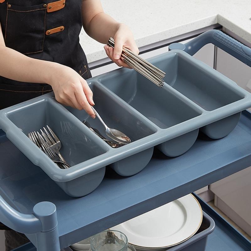 Plastic Silverware Holder with 4 Sections for Home Organization Four Compartments Kitchen Tool Organiser