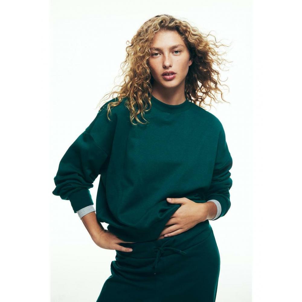 

H&M Oversized-свитшот темно-зеленый 1110764009