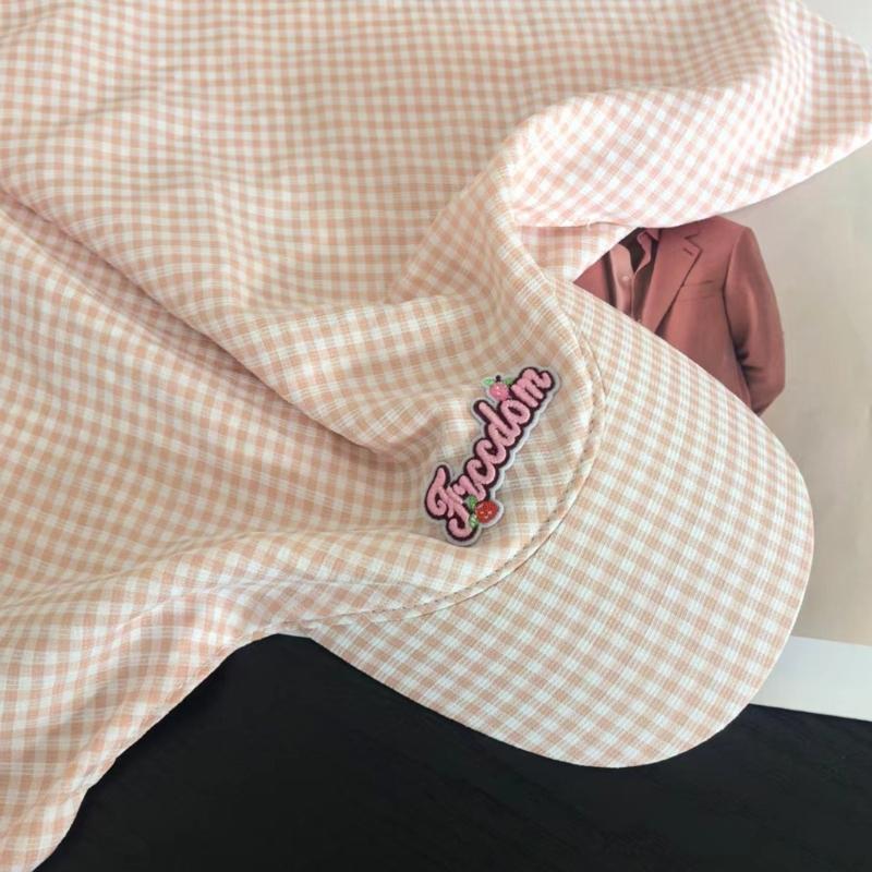 Quick Drying Baseball Hat for Women Girls Embroidery Adjustable Hat Checkered