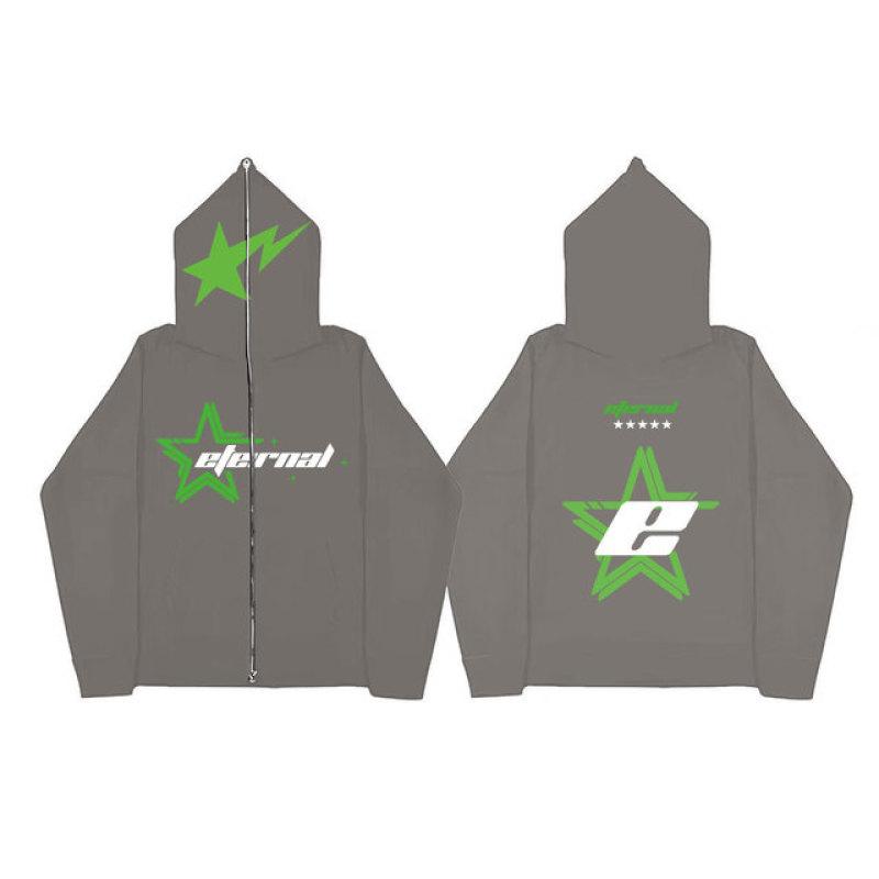 Herbst Herren Hoodie Jacke Y2K Gothic Dark Star Pattern Print Reißverschluss Sweatshirt Äußere Mode Vintage Paar Hoodie Jacke