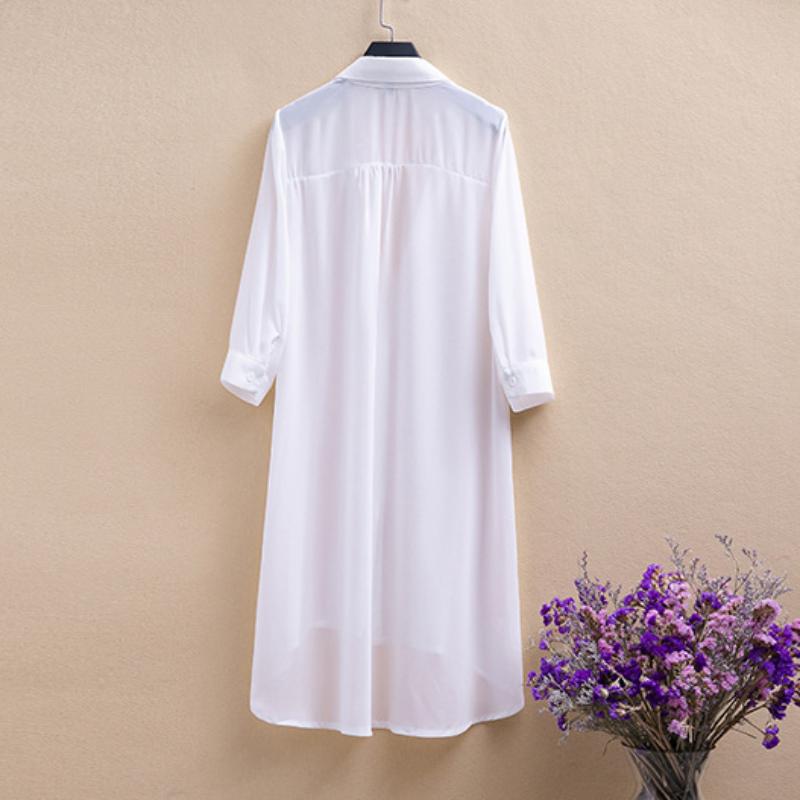 

Тонкая куртка с раздельными рукавами в сочетании с солнцезащитной рубашкой Корейская женская шифоновая рубашка на весну и лето XL белый