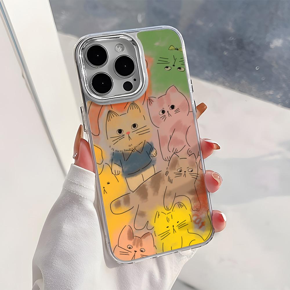Applicable To iPhone17ProMax Oil Painting Cute Kitten Soft Case Mobile Phone Case Apple 16Pro Large Hole Anti-drop