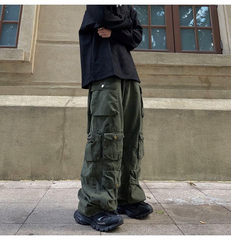 Men's Trendy American Retro Multi-Pocket Wide-Leg Overalls