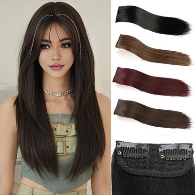 Synthetic Short Straight Hairpieces Extension Smooth And Fluffy Clip-In Hair Increase Hair Volume For Women Daily Use Accessories