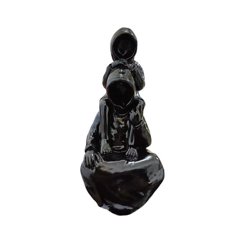 Отец и сын Черный человек мастерство садовое уличное украшение чёрный