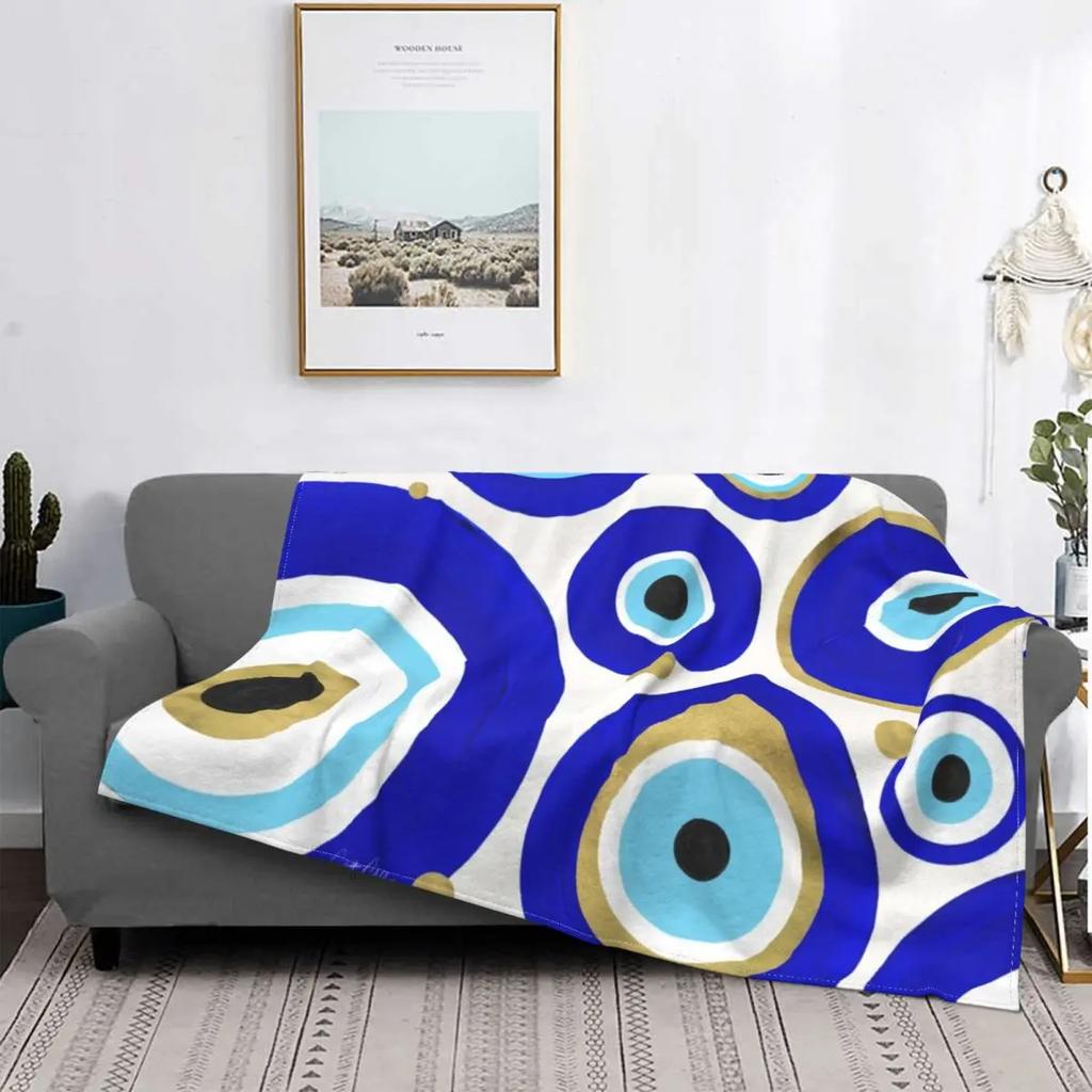 Bohemian blue eyes Printed Blanket for Sofa Bed Travel Camping Living Room Office Conditioning Blanket for All Seasons Gifts