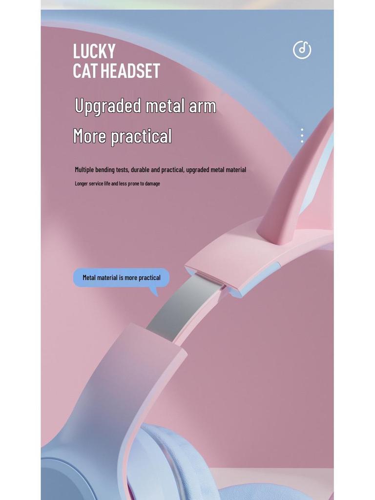 Farbverlauf Katzenohren Bluetooth Kopfhörer: Kabellos Over-Ear mit kräftigem Bass und langer Akkulaufzeit.