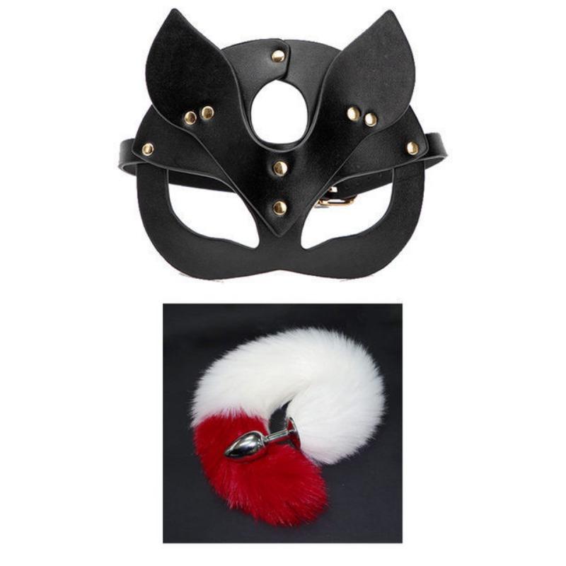 Masque de renard queue Cosplay masque pour les yeux bouchon anal en métal jeu de rôle SM accessoire jouets sexuels pour